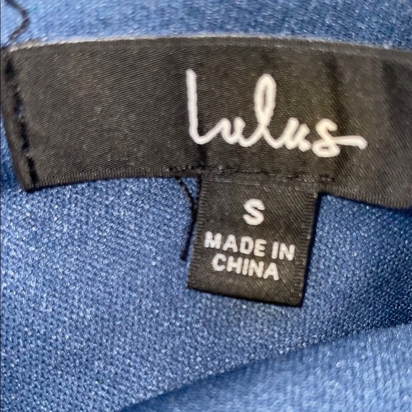 Lulu's Blue Slip Dress with Spaghetti Straps and Slit for Cocktail - Picture 6 of 6